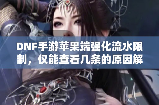 DNF手游苹果端强化流水限制，仅能查看几条的原因解析