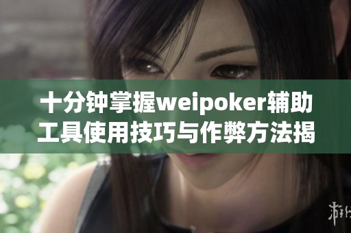 十分钟掌握weipoker辅助工具使用技巧与作弊方法揭秘