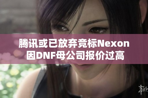 腾讯或已放弃竞标Nexon 因DNF母公司报价过高