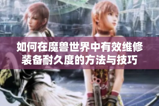 如何在魔兽世界中有效维修装备耐久度的方法与技巧