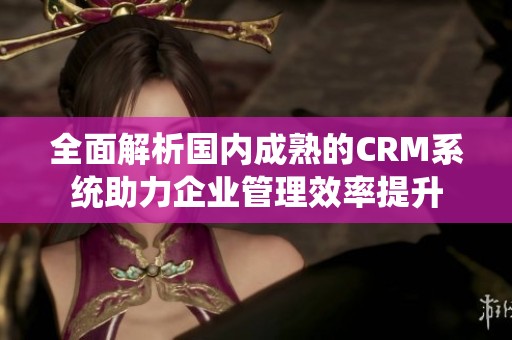 全面解析国内成熟的CRM系统助力企业管理效率提升