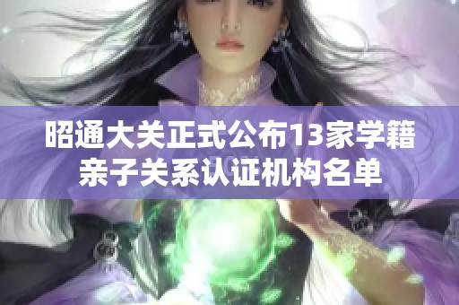 昭通大关正式公布13家学籍亲子关系认证机构名单