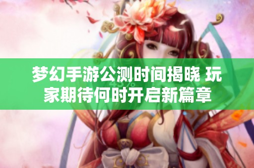 梦幻手游公测时间揭晓 玩家期待何时开启新篇章